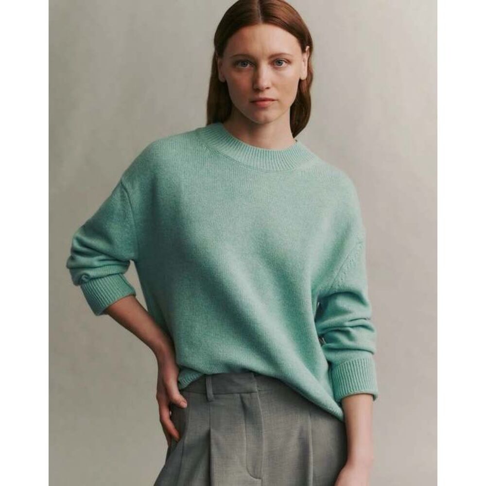 TWP Cashmere Boy Crew in the color‎ Aqua Size Medium